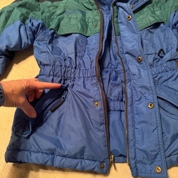 Vintage Columbia Williwaw Kids Girl’s Blue and Green Colorblock Jacket - Picture 5 of 16